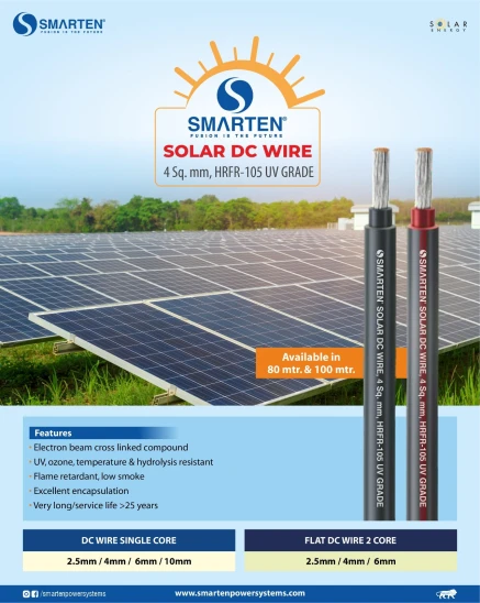 DC Solar Cable 4 Sq.mm 2 Core (Tin Coated)